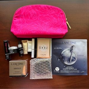 LANCOME  12 pc lot w cosmetic bag, travel